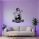 Insegna LED in metallo con pinguino personalizzata | Arte da parete per cameretta | Decorazione luminosa con nome del bambino | Regalo premium pulcino imperatore