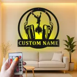 Personalisierte Breakdancer Kopfhörer LED Licht Metall-Wandkunst für Musikliebhaber – Geschenk für Schlafzimmer oder Studio