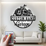 Personalized Motorcycle Metal Sign | LED Light Wall Art for Garage & Man Cave | Custom Biker Name Gift