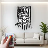 Décoration murale en métal personnalisée Crâne de soudeur avec rétroéclairage LED Cadeau unique pour les soudeurs Décor de garage ou d'atelier