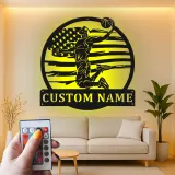 Décoration murale en métal personnalisée pour joueur de basketball avec rétroéclairage LED - Cadeau pour fans de sport