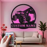 Cartel de metal personalizado para skidder | Arte mural de metal LED para cabaña | Regalo personalizado para leñadores y decoración forestal