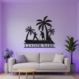 Custom Golf LED Sign | Personalized Metal Wall Art for Man Cave | Tropical Golfer Gift for Dad | Home Bar Decor