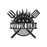 Personalized BBQ Metal Sign with LED | Custom Grillmaster Wall Art | Outdoor Patio Decor & Grilling Gift for Dad