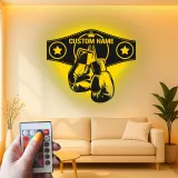 Insegna in metallo personalizzata con cintura di campione di boxe e luce LED regalo unico per pugili decorazione per palestra o man cave