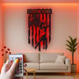 Panneau de golf personnalisé avec LED | Décoration murale en métal personnalisée pour golfeur | Décor drapeau américain pour bureau, maison et man cave