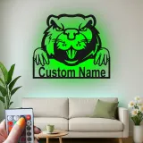Insegna in metallo LED personalizzata con castoro - Regalo unico per amanti degli animali, decorazione per ufficio o sala giochi