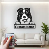 Cartel de metal LED personalizado de Border Collie, regalo para amantes de los perros, decoración para la sala de estar