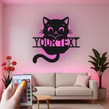 Décoration murale en métal personnalisée en forme de silhouette de chat avec rétroéclairage LED - Cadeau pour les amoureux des chats - Décor de chambre ou de salon 2