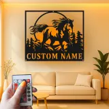 Custom Horse Name Sign | LED Metal Wall Art for Ranch | Personalized Equestrian Decor | Horse Lover Farmhouse Gift