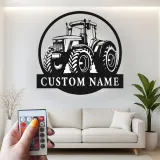 Cartel de metal LED de tractor personalizado Regalo para agricultores Decoración rústica para granero o sala de estar