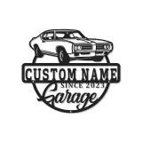 Insegna in metallo personalizzata con luce LED per garage di auto classiche - Regalo per appassionati di auto, decorazione per man cave o garage