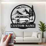 Cartel de metal LED con camper van personalizado, regalo para amantes de la aventura y decoración rústica