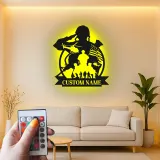 Arte murale in metallo militare personalizzata | Insegna LED patriottica con soldato | Regalo personalizzato per veterani per man cave