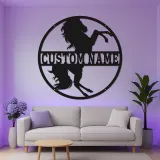 Plaque cheval en métal personnalisée | Décoration murale LED sur mesure pour grange et écurie | Cadeau équestre