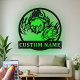 Cartel de metal personalizado con luz LED de águila americana y fútbol, regalo personalizado para aficionados al fútbol, decoración de man cave