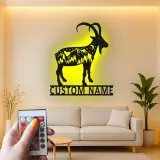 Custom Mountain Goat Metal Sign | Personalized LED Wall Art | Wildlife Decor for Nature Lover & Cabin
