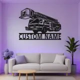 Panneau LED camion de pompiers personnalisé | Décoration murale en métal pour pompier | Décor de caserne | Cadeau pour premier intervenant