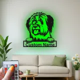 Cartel de metal personalizado con perro ovejero inglés antiguo y luz LED, regalo personalizado para dueños de mascotas, decoración de perro para la sala de estar