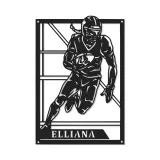 Cartel de metal personalizado de jugador de fútbol americano | Arte mural LED con nombre personalizado | Decoración para sala deportiva, regalo para deportistas
