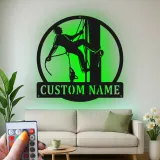 Arte murale in metallo LED Lineman personalizzata | Regalo per elettricista personalizzato | Insegna silhouette per lavoratori dei servizi pubblici per casa, ufficio o garage