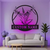 Insegna in metallo personalizzata con lucciole e fiori selvatici LED per amanti della natura, regalo per camera da letto o soggiorno
