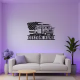 Lineman LED Metal Sign | Personalized Utility Truck Wall Art | American Flag Garage Decor | Custom Gift for Electrician