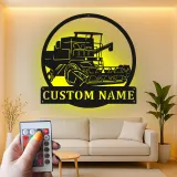 Cartel de metal LED personalizado de cosechadora de cereales Regalo para agricultores Decoración rústica de granja