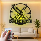 Custom Eagle Led Light Metal Wall Art Personalized Gift for Nature Lovers Office or Living Room Decor