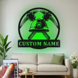 Personalisierte LED Metall-Wandkunst mit Bergmannshelm und Pickaxe – Geschenk für Bergleute, Man Cave oder Garagendekor