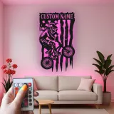 Insegna in metallo LED personalizzata per ciclisti con BMX Rider - Regalo per ciclisti, decorazione per garage o camera da letto