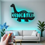 Décoration murale en métal personnalisée avec éclairage LED dinosaure pour la chambre d'enfants, cadeau unique pour les amateurs de dinosaures