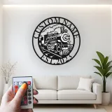 Insegna in metallo personalizzata con luce LED per locomotiva a vapore regalo per appassionati di treni decorazione man cave