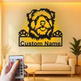 Cartel de metal LED personalizado de perro, regalo para amantes de las mascotas, decoración para salón o entrada 3
