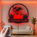 Personalized Snowmobile Sign | LED Metal Wall Art for Man Cave | Custom Rider Name Plaque | Extreme Sports Decor