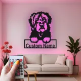 Décoration murale en métal LED personnalisée de chien de berger - Cadeau pour amoureux des animaux