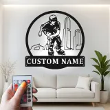 Cartel personalizado con nombre para patinador | Decoración mural LED de metal para patinaje en línea | Decoración personalizada para habitación juvenil | Regalo de patines con paisaje urbano