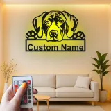 Insegna in metallo LED personalizzata per amanti dei cani con Alano - Regalo per la sala da pranzo 3