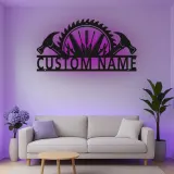 Décoration murale en métal personnalisée avec rétroéclairage LED en forme de lame de scie - Cadeau pour bricoleur, décoration de garage et d'atelier