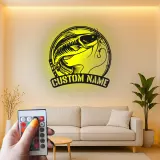 Custom Catfish Led Light Metal Wall Art Personalized Fishing Gift for Anglers Man Cave or Cabin Decor
