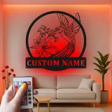 Arte Murale in Metallo Colibrì Personalizzata | Insegna con Fiore di Giglio Personalizzato con Luci LED | Regalo per Amanti della Natura per Decorazione Giardino e Patio