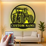 Personalisierte LED-Beleuchtung Metall-Wandkunst für Traktoren – Geschenk für Landwirte, Garage oder Stall Dekor
