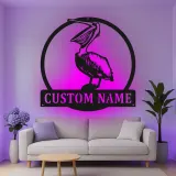Custom Pelican Led Light Metal Wall Art Personalized Beach House Gift Coastal Decor for Living Room 1
