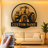 Cartel de metal LED de tractor personalizado Regalo para agricultores Decoración rústica para granero o sala de estar