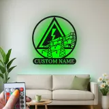 Décoration murale en métal personnalisée Electric Power Line avec rétroéclairage, cadeau unique pour ingénieurs
