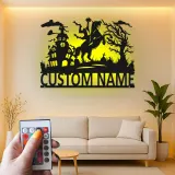 Headless Horseman Metal Sign with LED | Custom Halloween Decor | Personalized Spooky Wall Art for Home & Porch