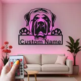 Cartel de metal LED personalizado de Mastín, regalo para amantes de los perros, decoración para sala de estar o vestíbulo