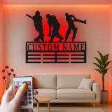 Insegna in metallo personalizzata con giocatore di cricket luce LED regalo sportivo per lui decorazione per sala giochi