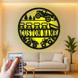 Personalized Monster Truck Sign | LED Metal Wall Art | Custom 4x4 Garage Decor for Man Cave | Off-Road Adventure Gift