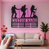 Custom Hiker LED Metal Art | Personalized Name Sign for Cabin Decor | Outdoor Enthusiast Gift